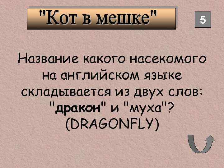 5 Название какого насекомого на английском языке складывается из двух слов: 
