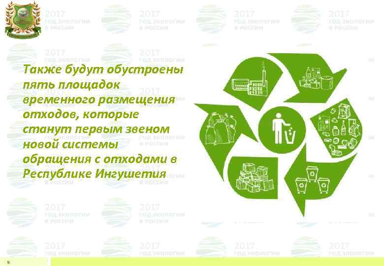 Также будут обустроены пять площадок временного размещения отходов, которые станут первым звеном новой системы