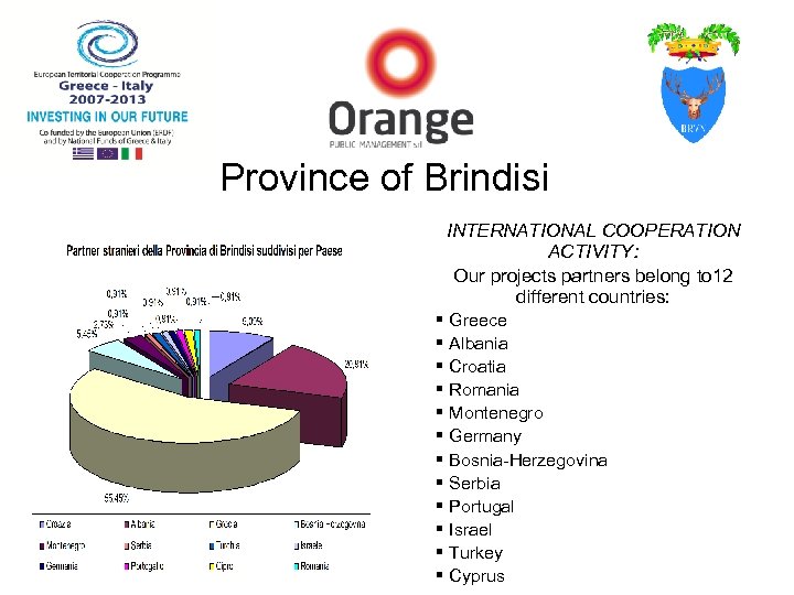 Province of Brindisi INTERNATIONAL COOPERATION ACTIVITY: Our projects partners belong to 12 different countries: