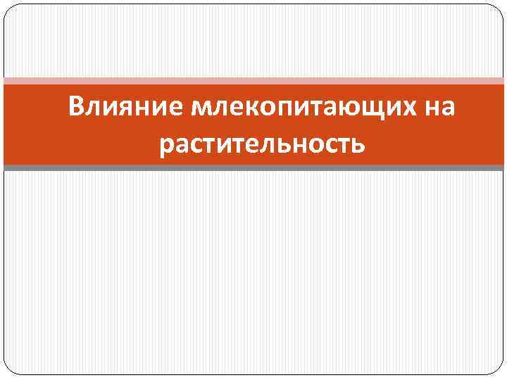 Влияние млекопитающих на растительность 