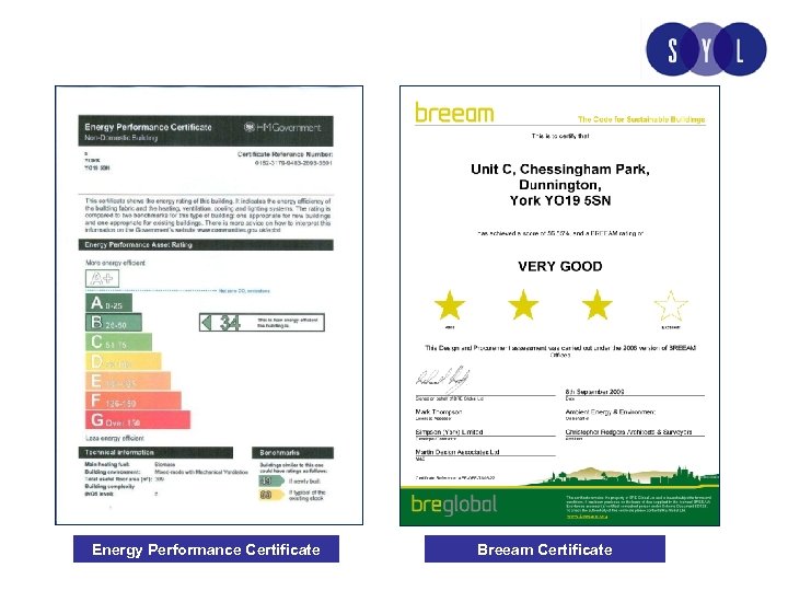 Energy Performance Certificate Breeam Certificate 