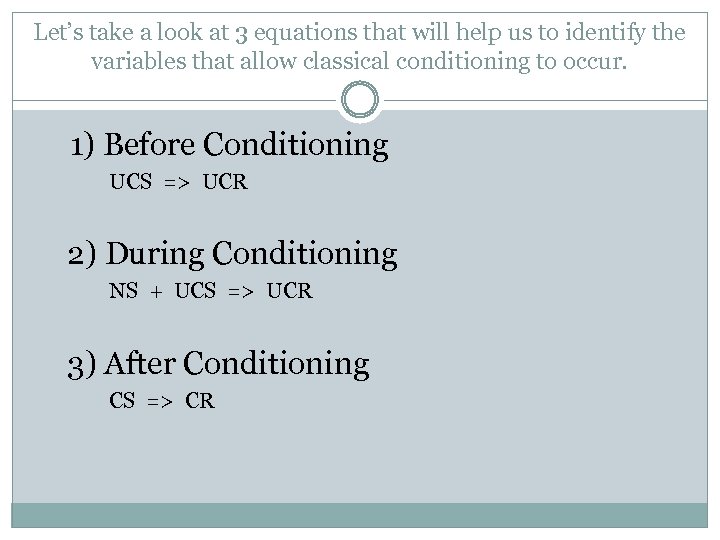 Let’s take a look at 3 equations that will help us to identify the