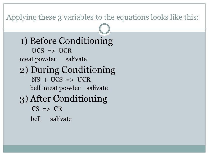 Applying these 3 variables to the equations looks like this: 1) Before Conditioning UCS