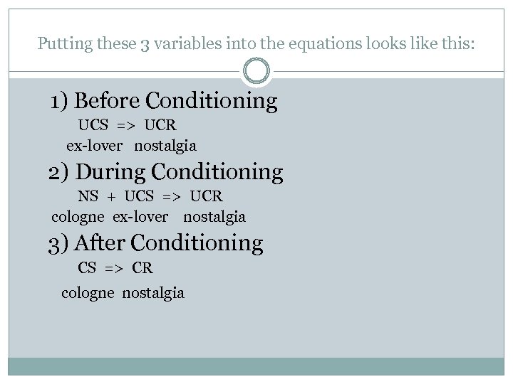 Putting these 3 variables into the equations looks like this: 1) Before Conditioning UCS