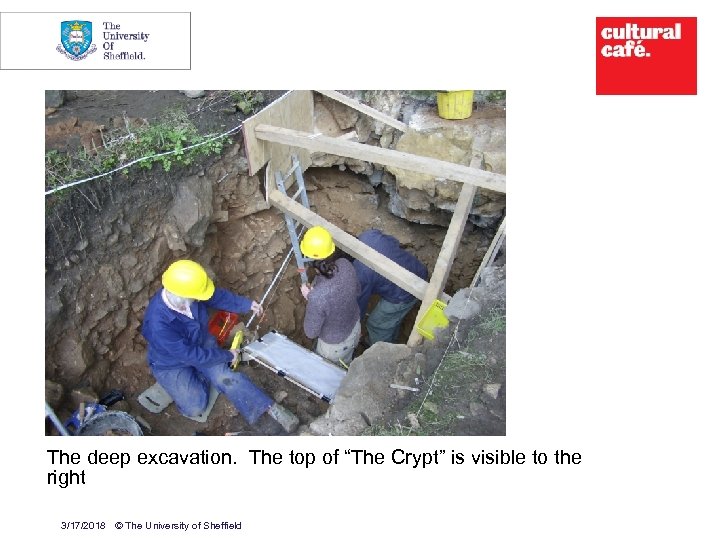 12 The deep excavation. The top of “The Crypt” is visible to the right