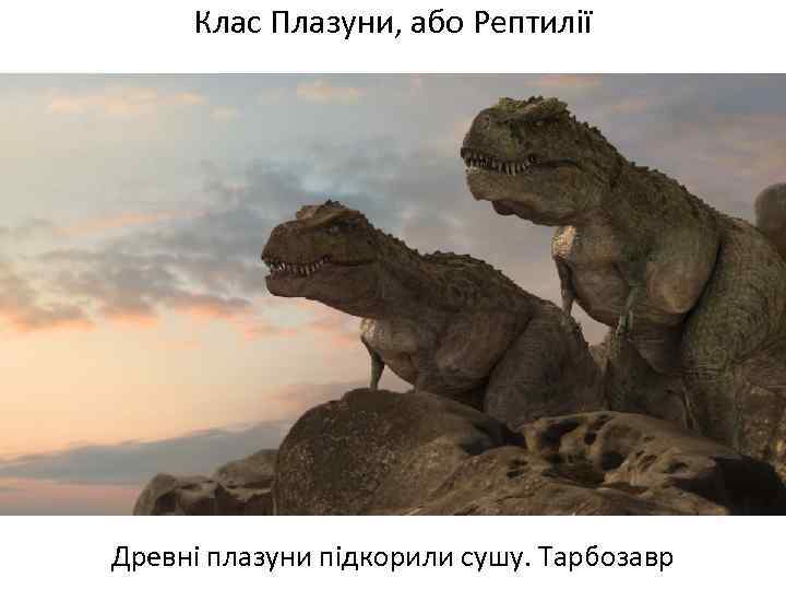 Клас Плазуни, або Рептилії Древні плазуни підкорили сушу. Тарбозавр 