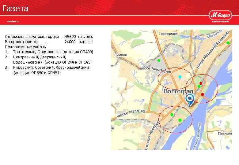 Газета Оптимальная емкость города – 45600 тыс. экз. Распространяется – 24000 тыс. экз. Приоритетные