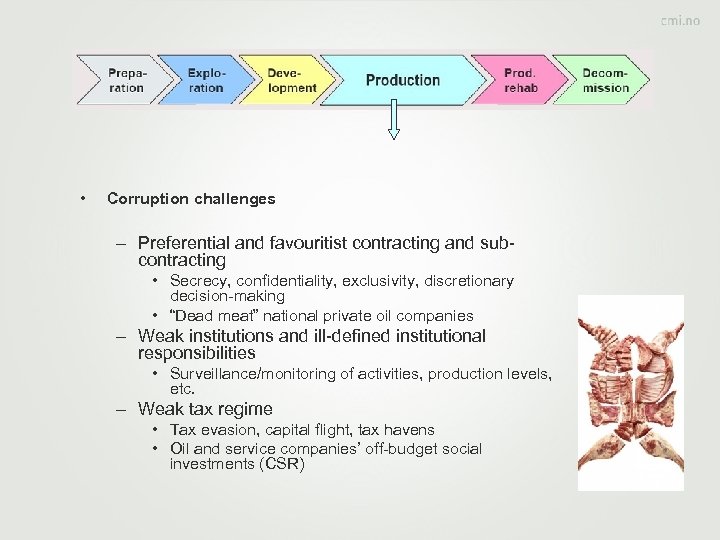  • Corruption challenges – Preferential and favouritist contracting and subcontracting • Secrecy, confidentiality,