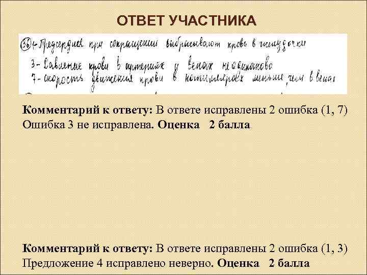 ОТВЕТ УЧАСТНИКА Комментарий к ответу: В ответе исправлены 2 ошибка (1, 7) Ошибка 3