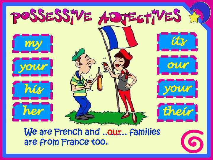 my its your his your her their We are French and ……… families our