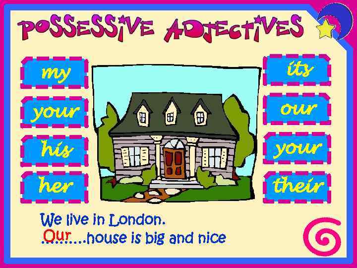 my its your his your her their We live in London. Our ………. house