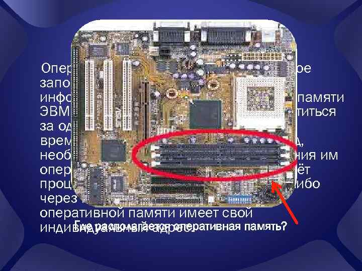 Введение Оперативная память (также оперативное запоминающее устройство, ОЗУ) — в информатике — память, часть
