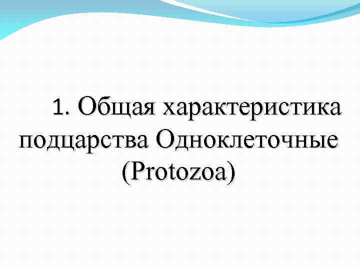 1. Общая характеристика подцарства Одноклеточные (Protozoa) 