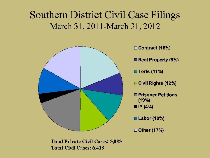 Southern District Civil Case Filings March 31, 2011 -March 31, 2012 Total Private Civil