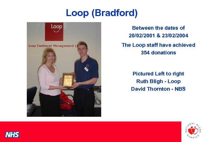 Loop (Bradford) Between the dates of 20/02/2001 & 23/02/2004 PCS Conference The Loop staff