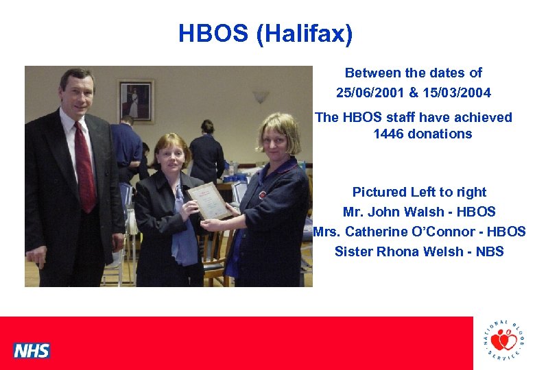 HBOS (Halifax) Between the dates of 25/06/2001 & 15/03/2004 PCS Conference The HBOS staff