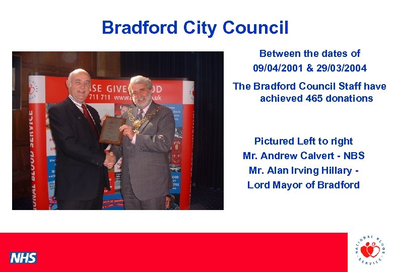 Bradford City Council Between the dates of 09/04/2001 & 29/03/2004 PCS Conference The Bradford