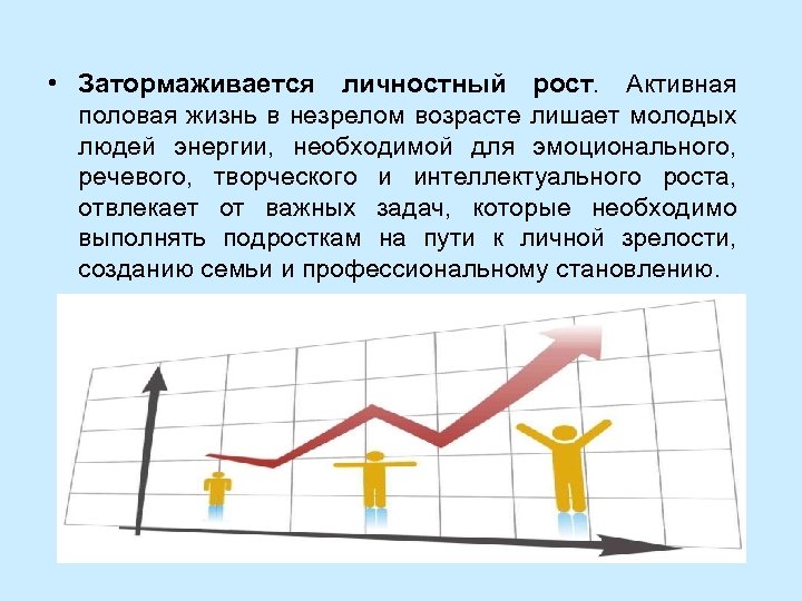  • Затормаживается личностный рост. Активная половая жизнь в незрелом возрасте лишает молодых людей