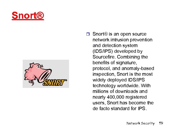 Snort® is an open source network intrusion prevention and detection system (IDS/IPS) developed by