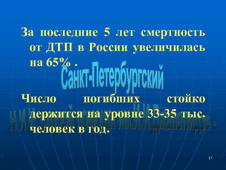 За последние 5 лет смертность от ДТП в России увеличилась на 65%. Число погибших