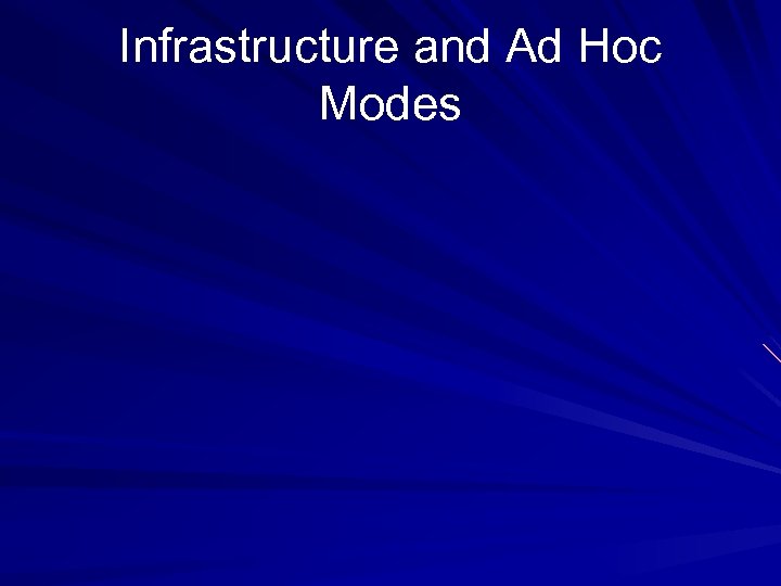 Infrastructure and Ad Hoc Modes 