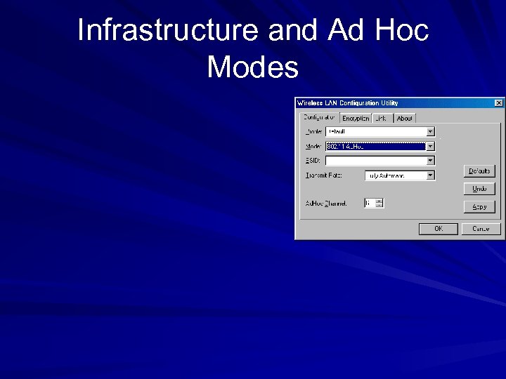 Infrastructure and Ad Hoc Modes 