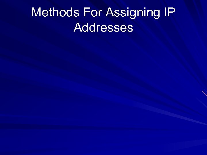 Methods For Assigning IP Addresses 