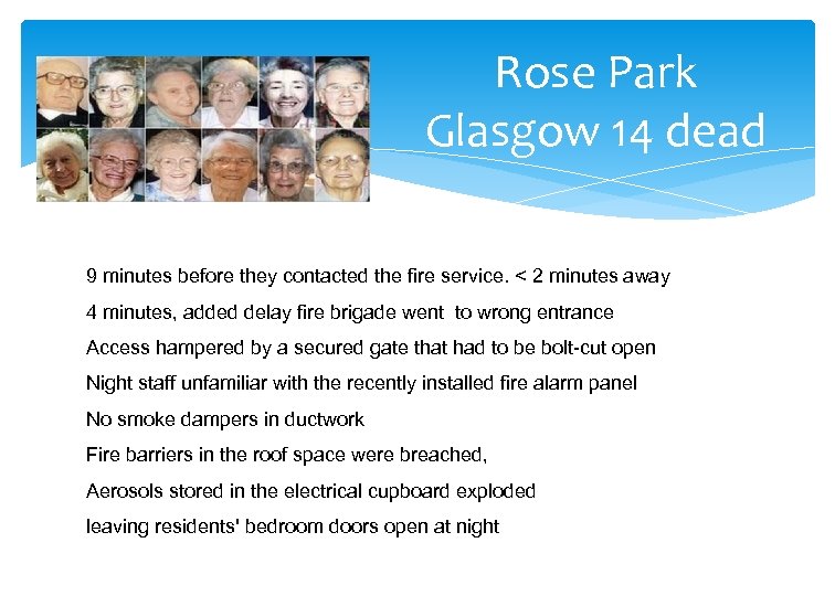 Rose Park Glasgow 14 dead 9 minutes before they contacted the fire service. <