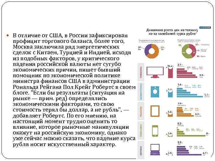  В отличие от США, в России зафиксирован профицит торгового баланса, более того, Москва