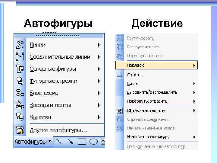 Автофигуры Действие 