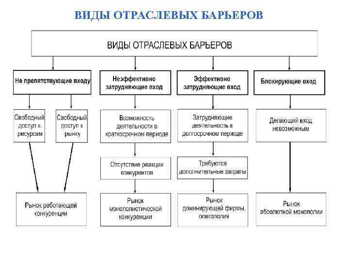 ВИДЫ ОТРАСЛЕВЫХ БАРЬЕРОВ 