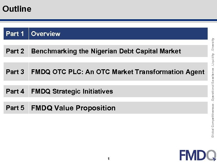 Outline Click to edit Master title style Overview Part 2 Benchmarking the Nigerian Debt
