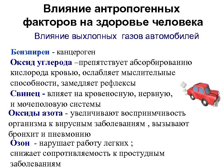 Влияние антропогенных факторов на окружающую среду проект