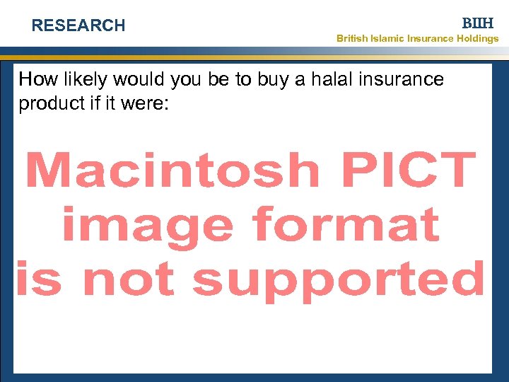 RESEARCH BIIH British Islamic Insurance Holdings How likely would you be to buy a