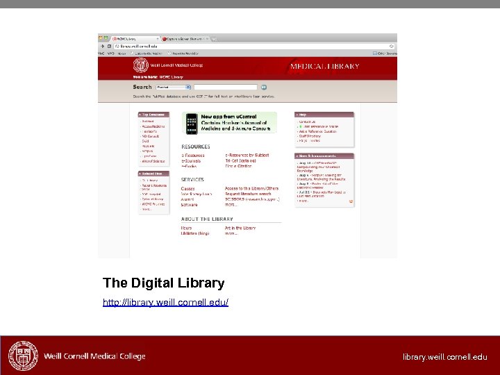 The Digital Library http: //library. weill. cornell. edu/ library. weill. cornell. edu 
