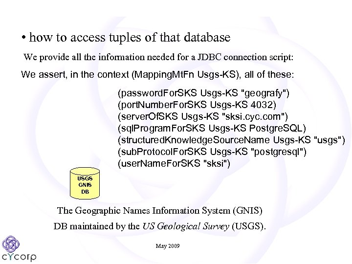  • how to access tuples of that database We provide all the information