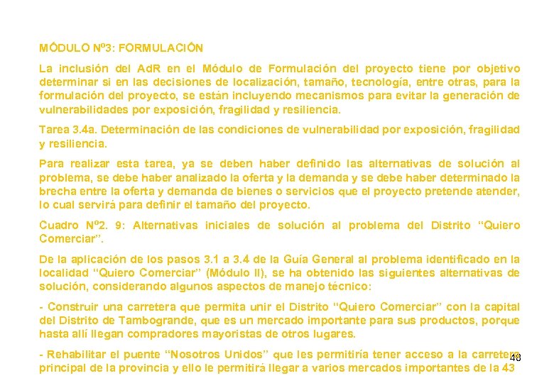 MÓDULO Nº 3: FORMULACIÓN La inclusión del Ad. R en el Módulo de Formulación