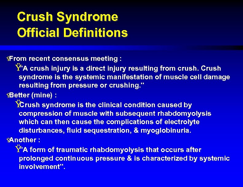 Syndrom crush Crush Injuries