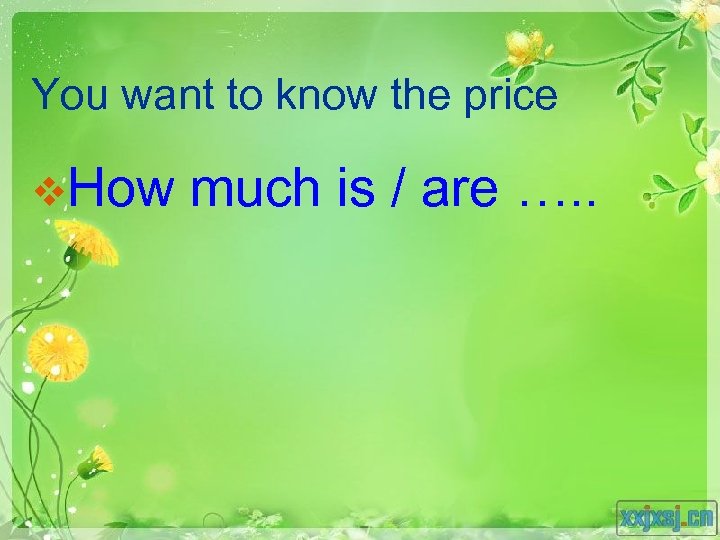 You want to know the price v. How much is / are …. .