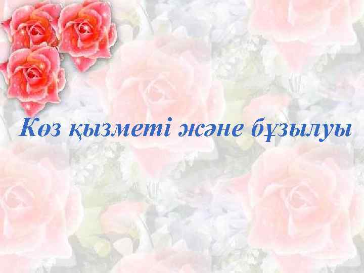 Көз қызметі және бұзылуы 