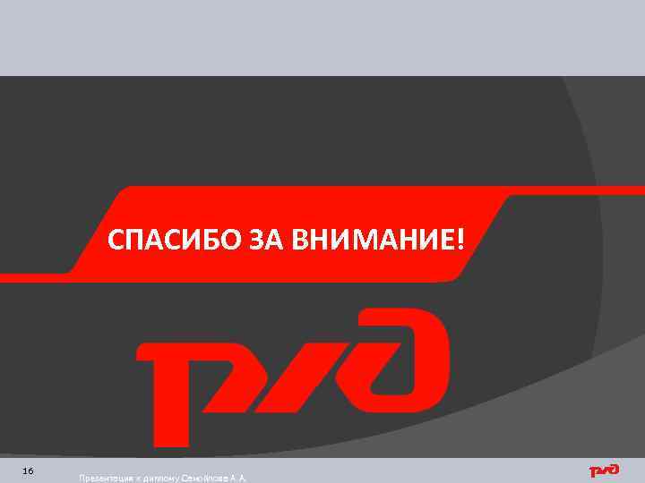 СПАСИБО ЗА ВНИМАНИЕ! 16 Презентация к диплому Самойлова А. А. 