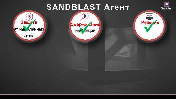 SANDBLAST Агент Защита от нацеленных атак Сдерживание инфекции [Restricted] ONLY for designated groups and