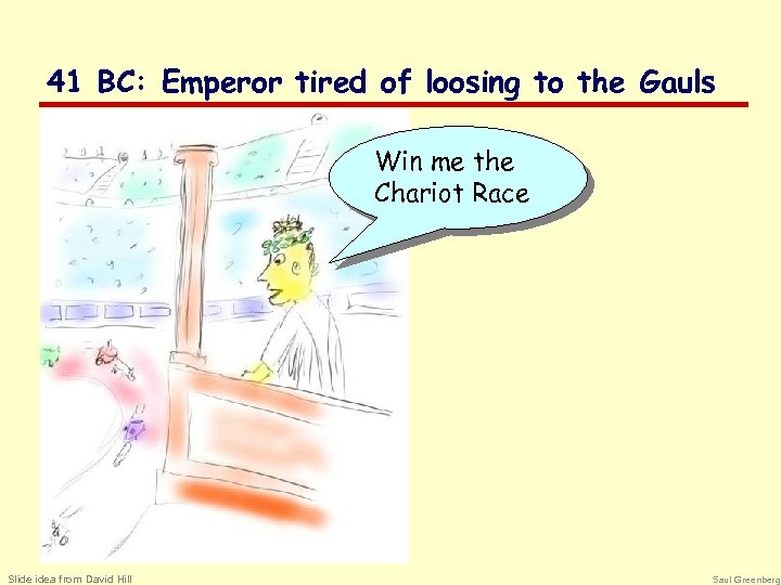 41 BC: Emperor tired of loosing to the Gauls Win me the Chariot Race