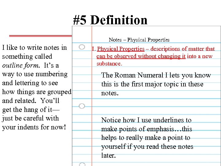 #5 Definition Notes – Physical Properties I like to write notes in something called