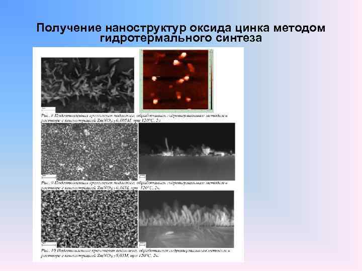 Получение наноструктур оксида цинка методом гидротермального синтеза 