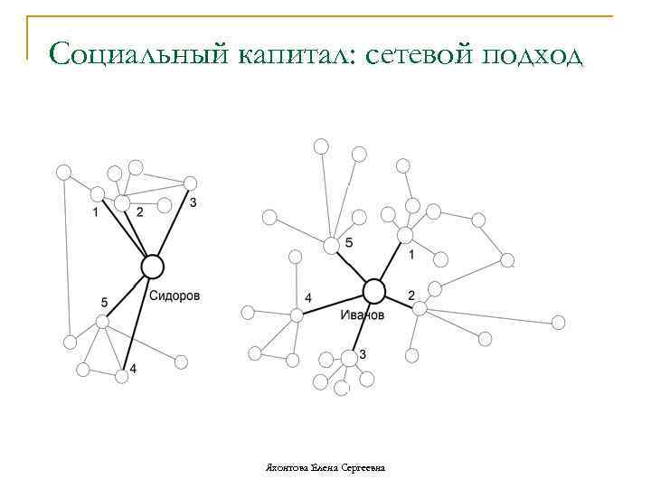 Социальный капитал: сетевой подход Яхонтова Елена Сергеевна 