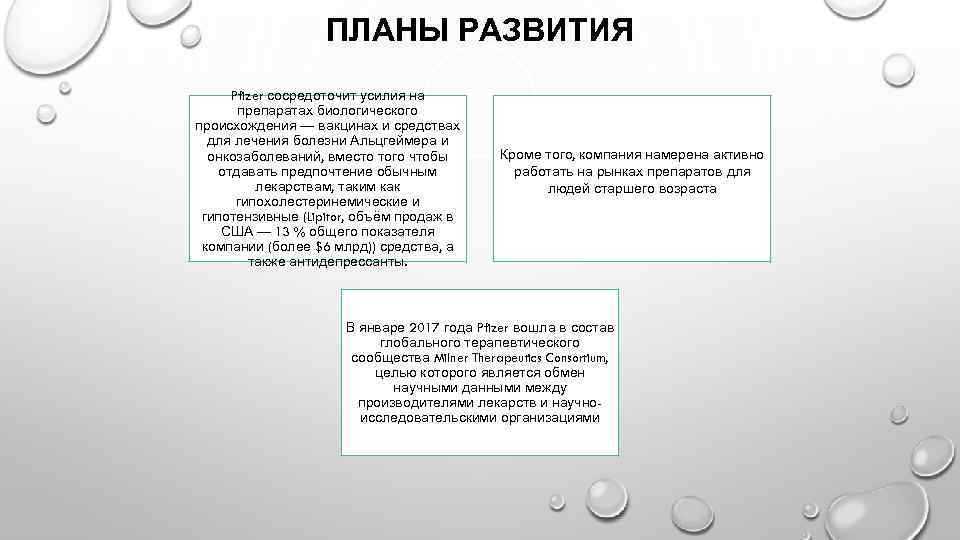 ПЛАНЫ РАЗВИТИЯ Pfizer сосредоточит усилия на препаратах биологического происхождения — вакцинах и средствах для