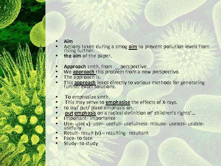  • • • Aim Actions taken during a smog aim to prevent pollution