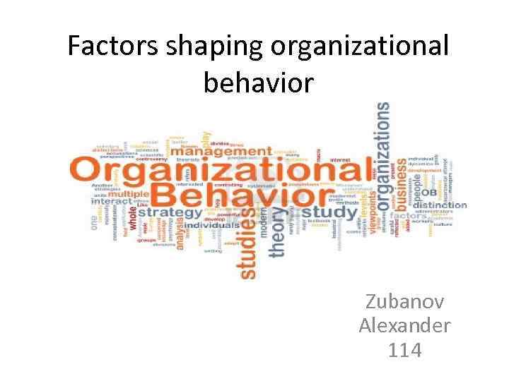 Factors shaping organizational behavior Zubanov Alexander 114 