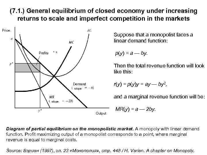 (7. 1. ) General equilibrium of closed economy under increasing returns to scale and